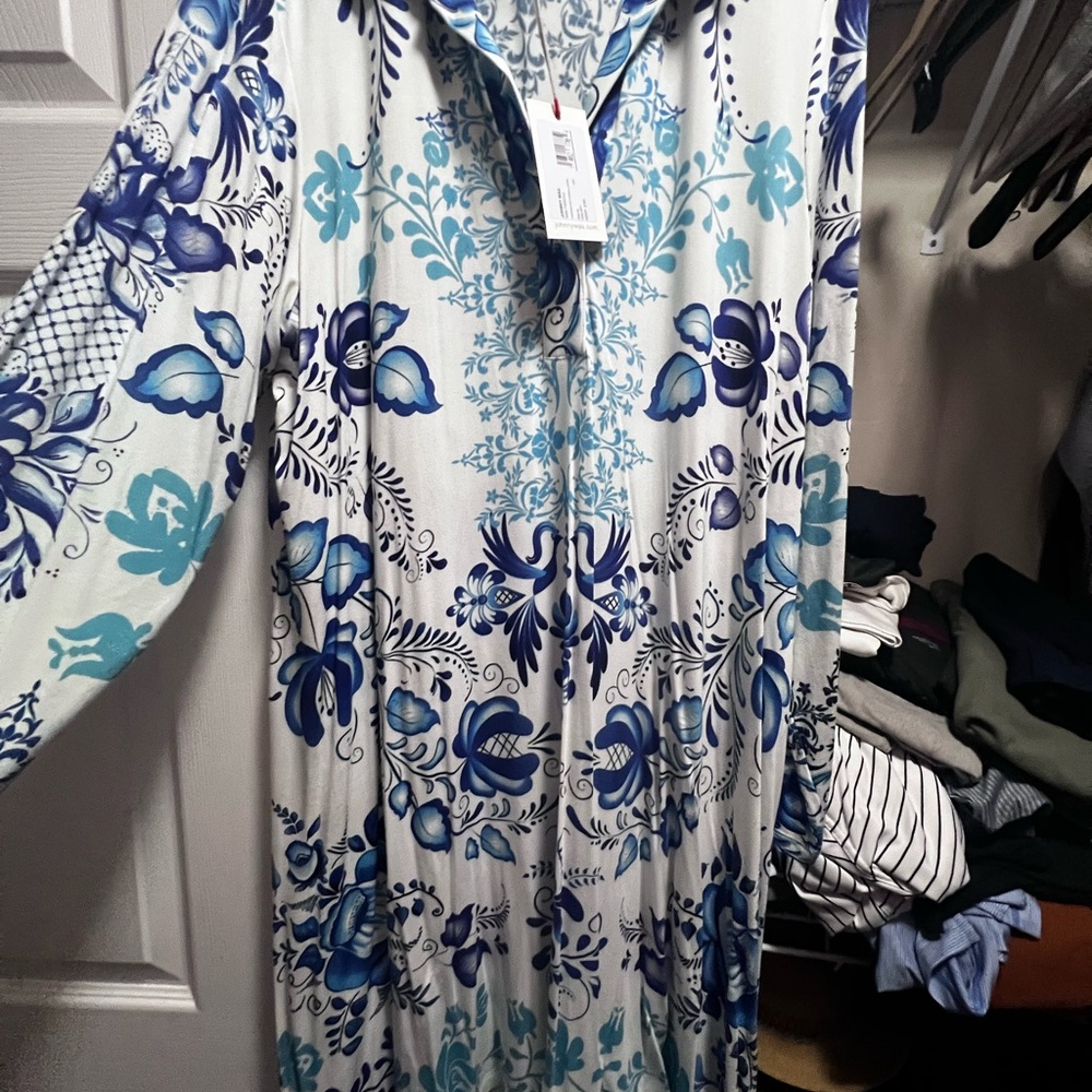 Johnny Was Blue and White Floral Dress